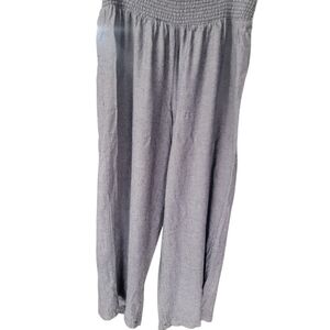 Zac & Rachel Size XL Blue Linen Rayon Pants Elasic Waist